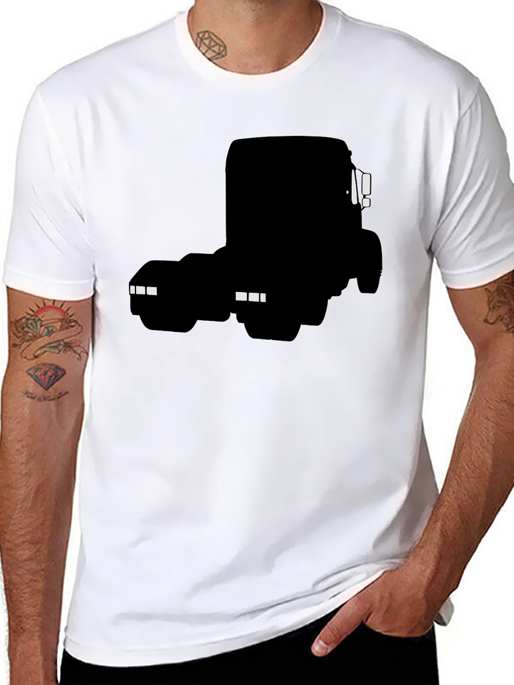 Black Truck Silhouette Graphic Tee for Men