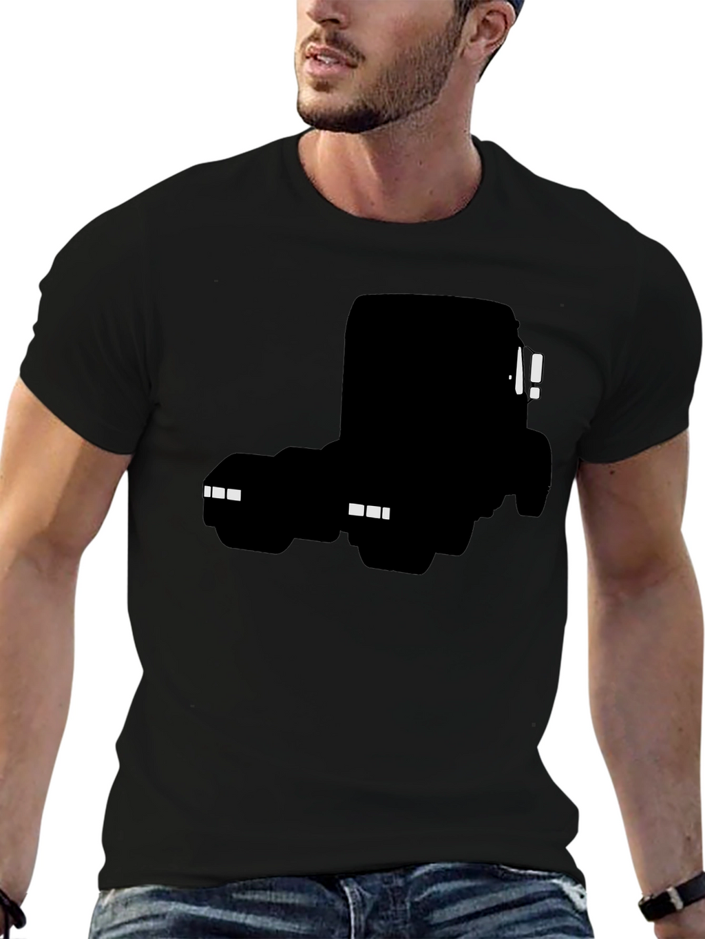 Black Truck Silhouette Graphic Tee for Men