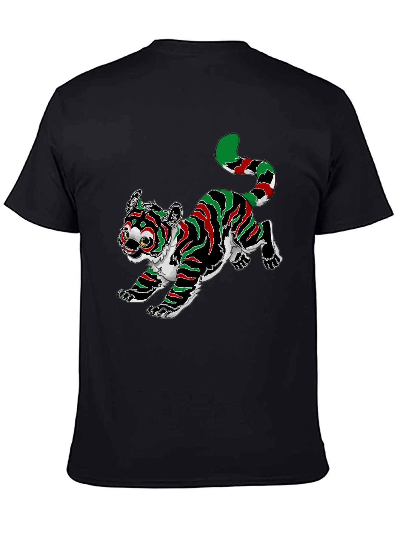Kwanzaa Colors Tiger Graphic Black T-Shirt