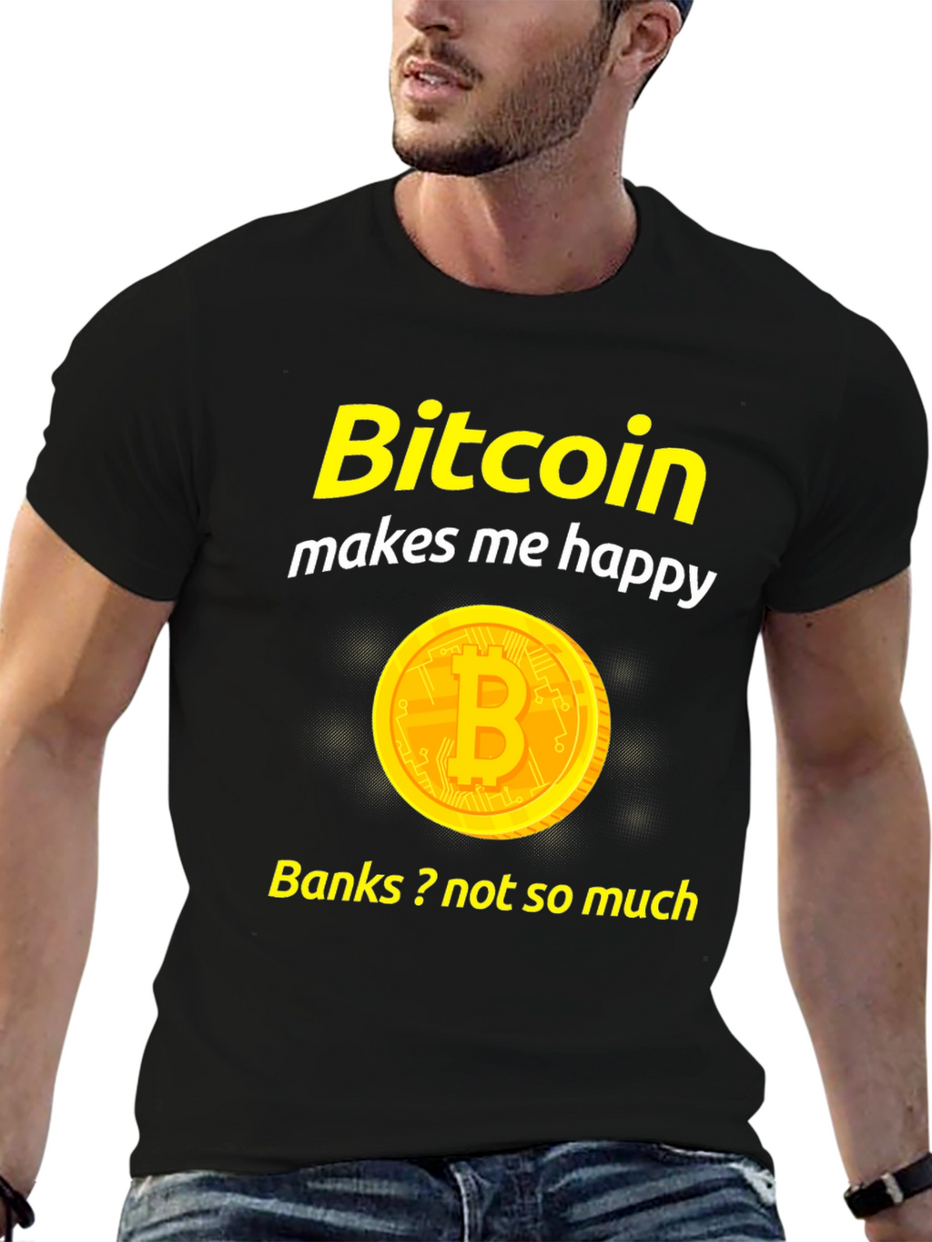 Bitcoin Makes Me Happy Black T-Shirt