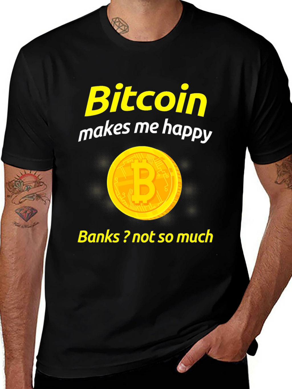 Bitcoin Makes Me Happy Black T-Shirt