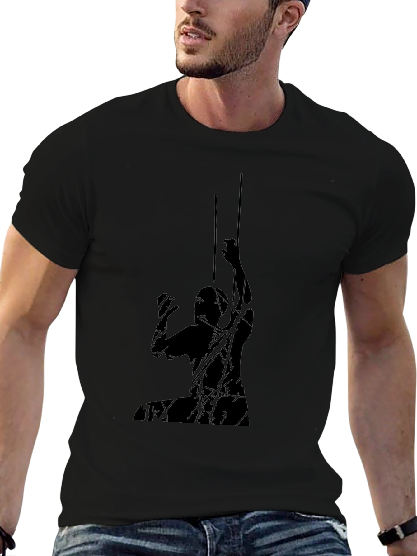 Black Graphic Tee - Climbing Silhouette