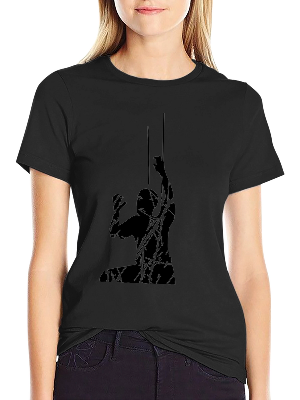 Black Graphic Tee - Climbing Silhouette