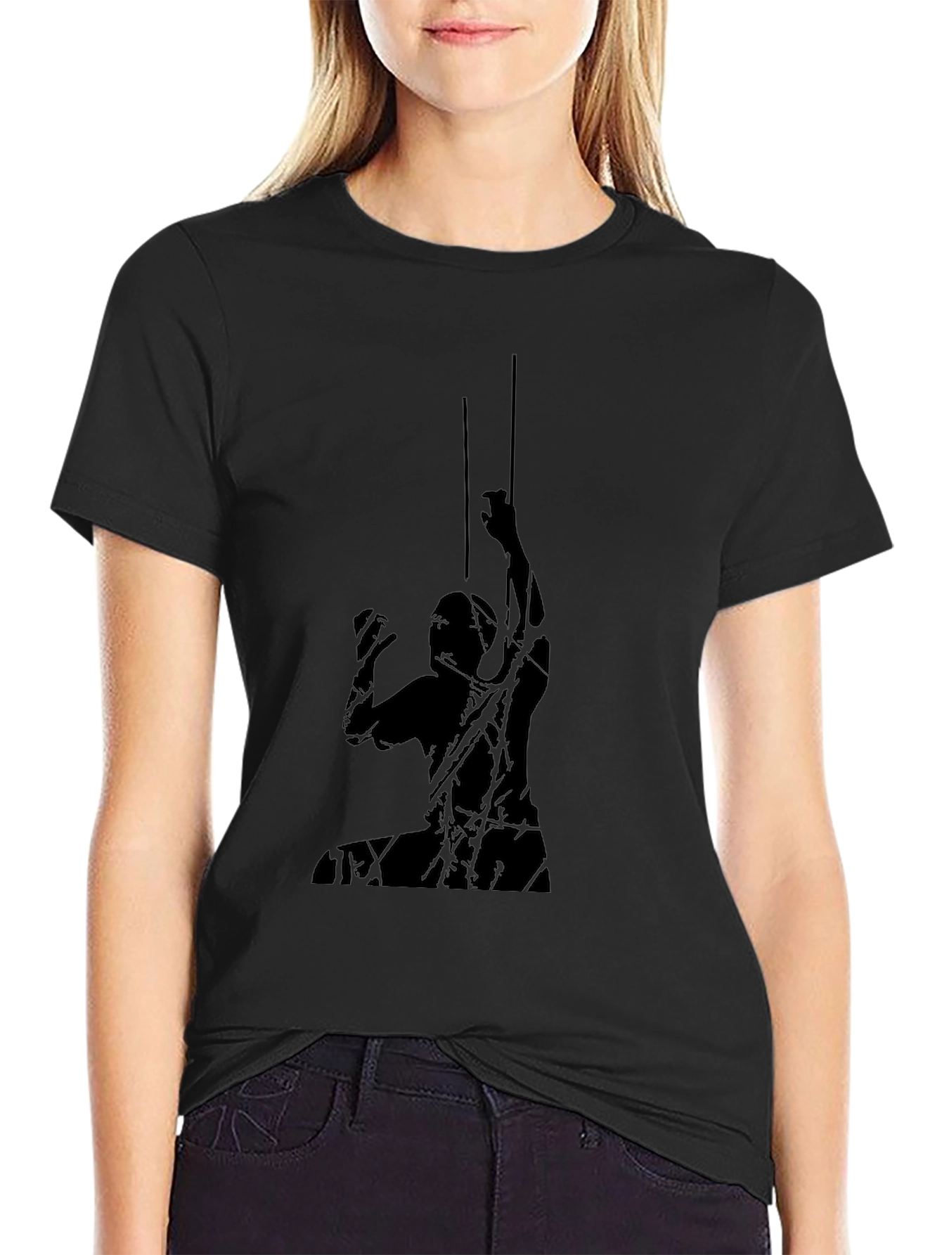 Black Graphic Tee - Climbing Silhouette