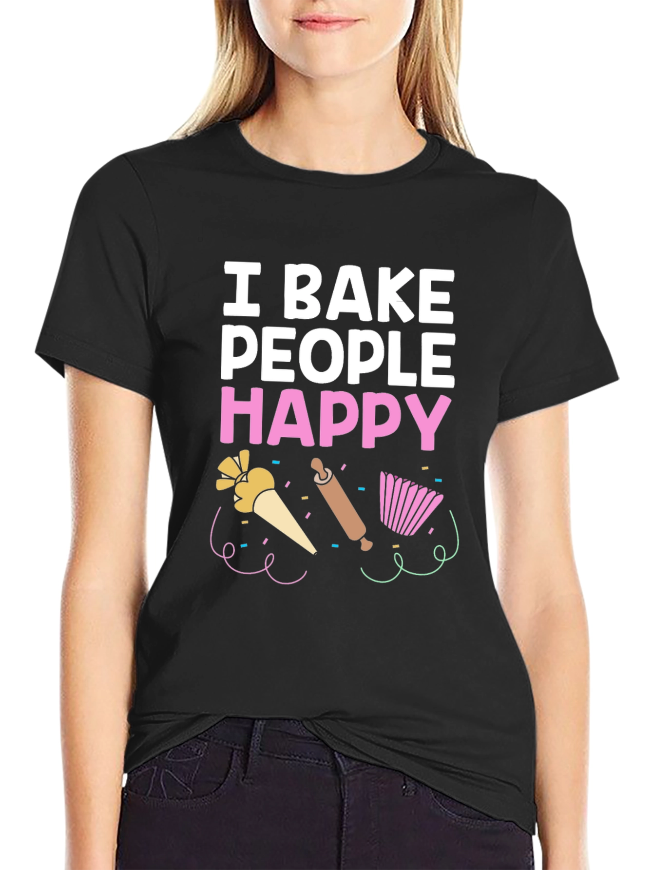 I Bake People Happy T-Shirt - Funny Baking Tee