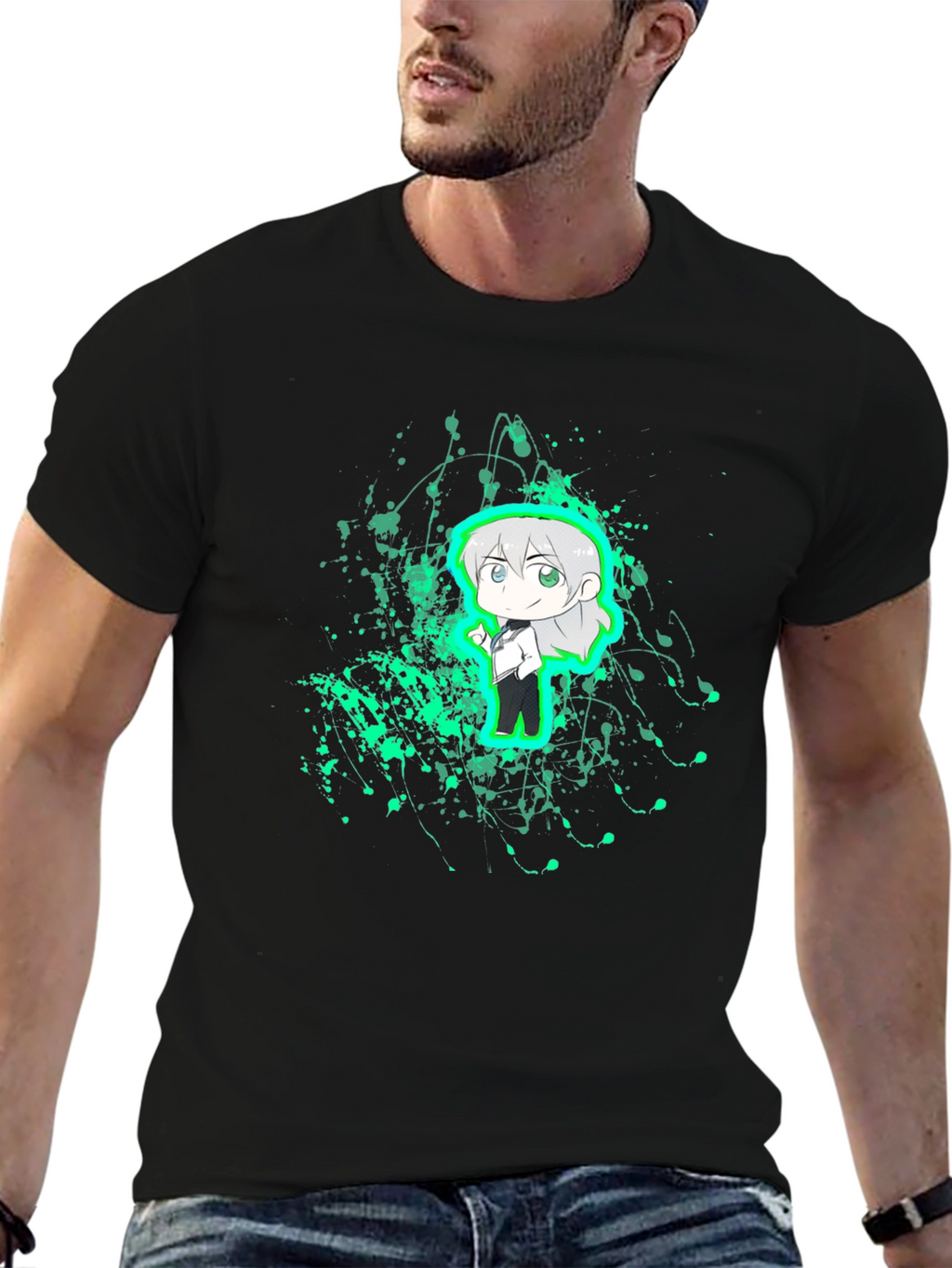 Anime Character Graphic Black T-Shirt