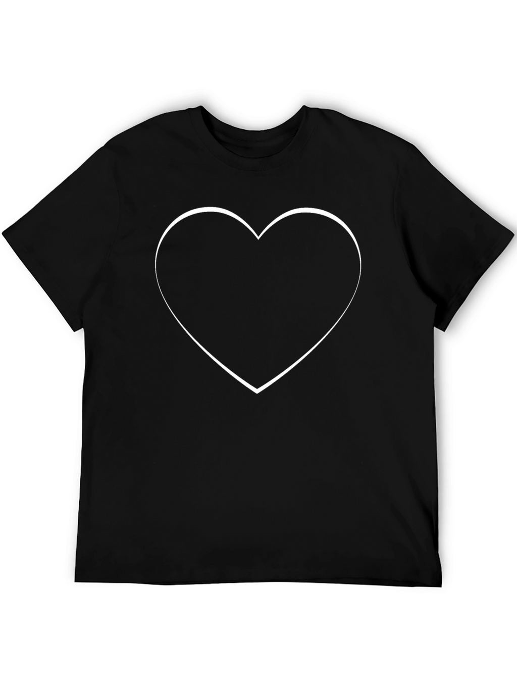 Heart Outline Black Cotton Graphic T-Shirt