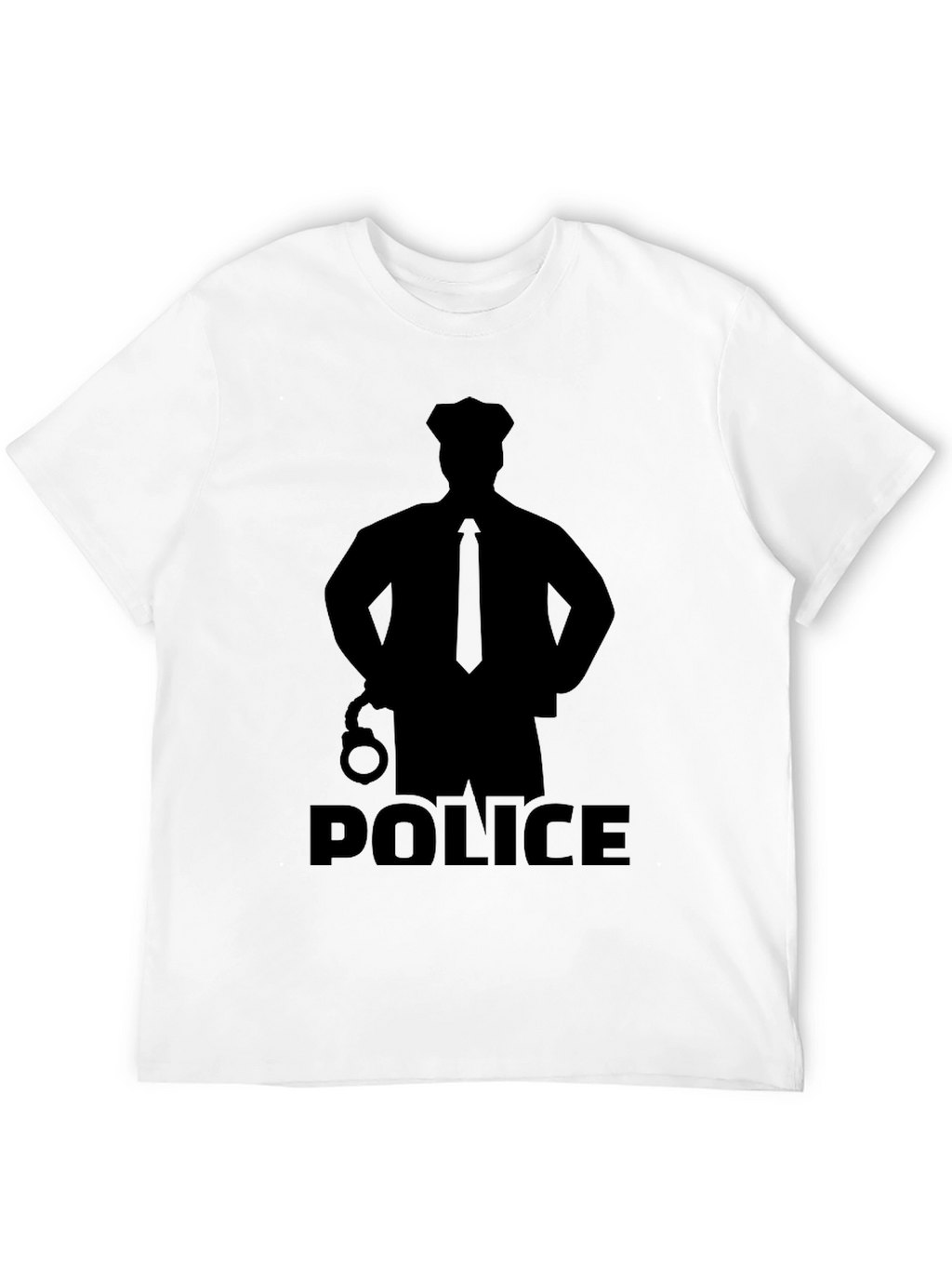 Police Silhouette Graphic T-Shirt - Black