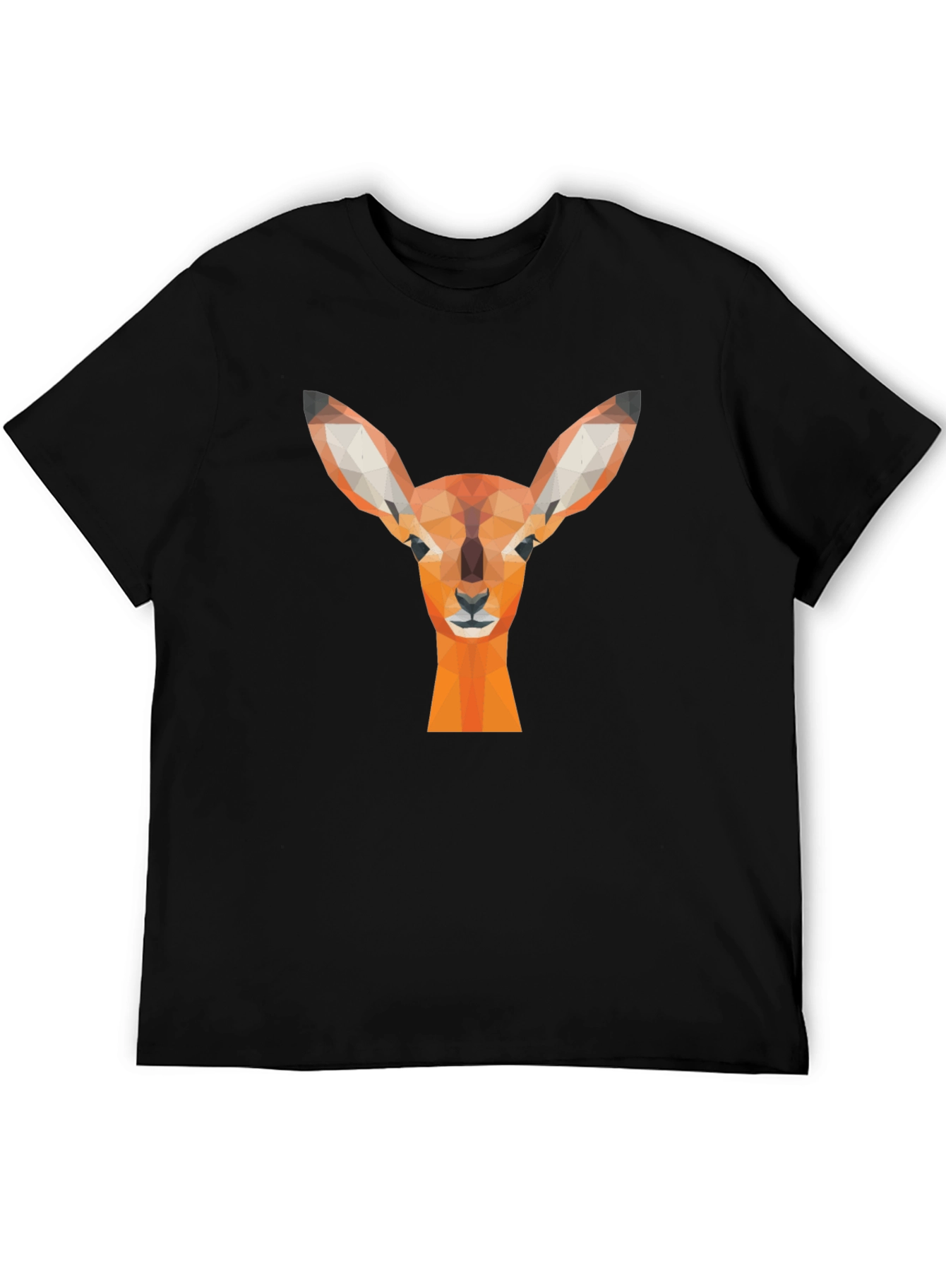 Geometric Deer Graphic Tee - Stylish Black T-Shirt
