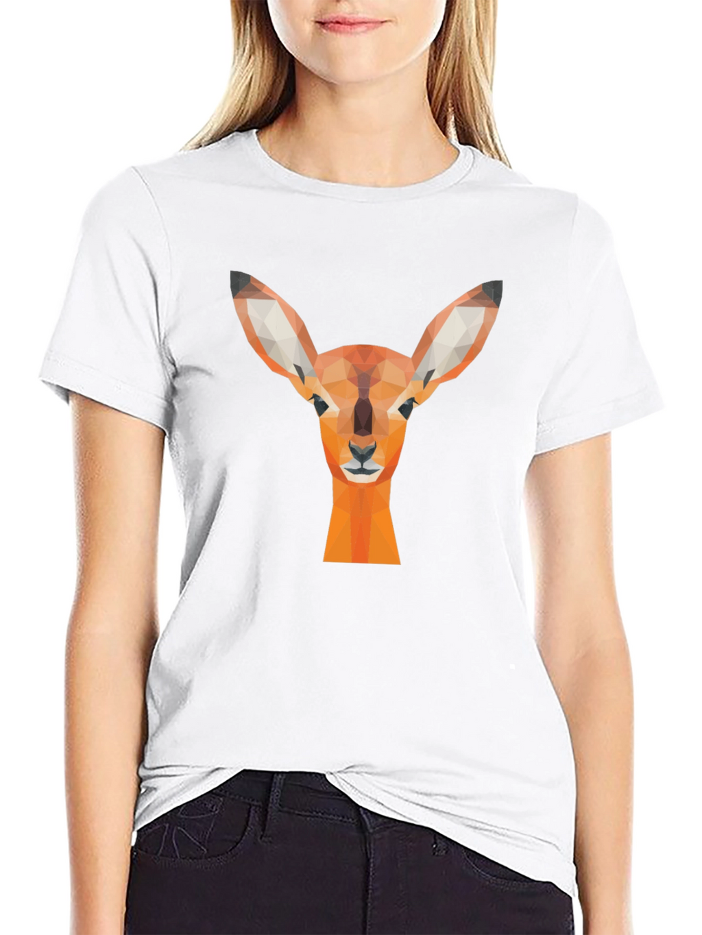 Geometric Deer Graphic Tee - Stylish Black T-Shirt