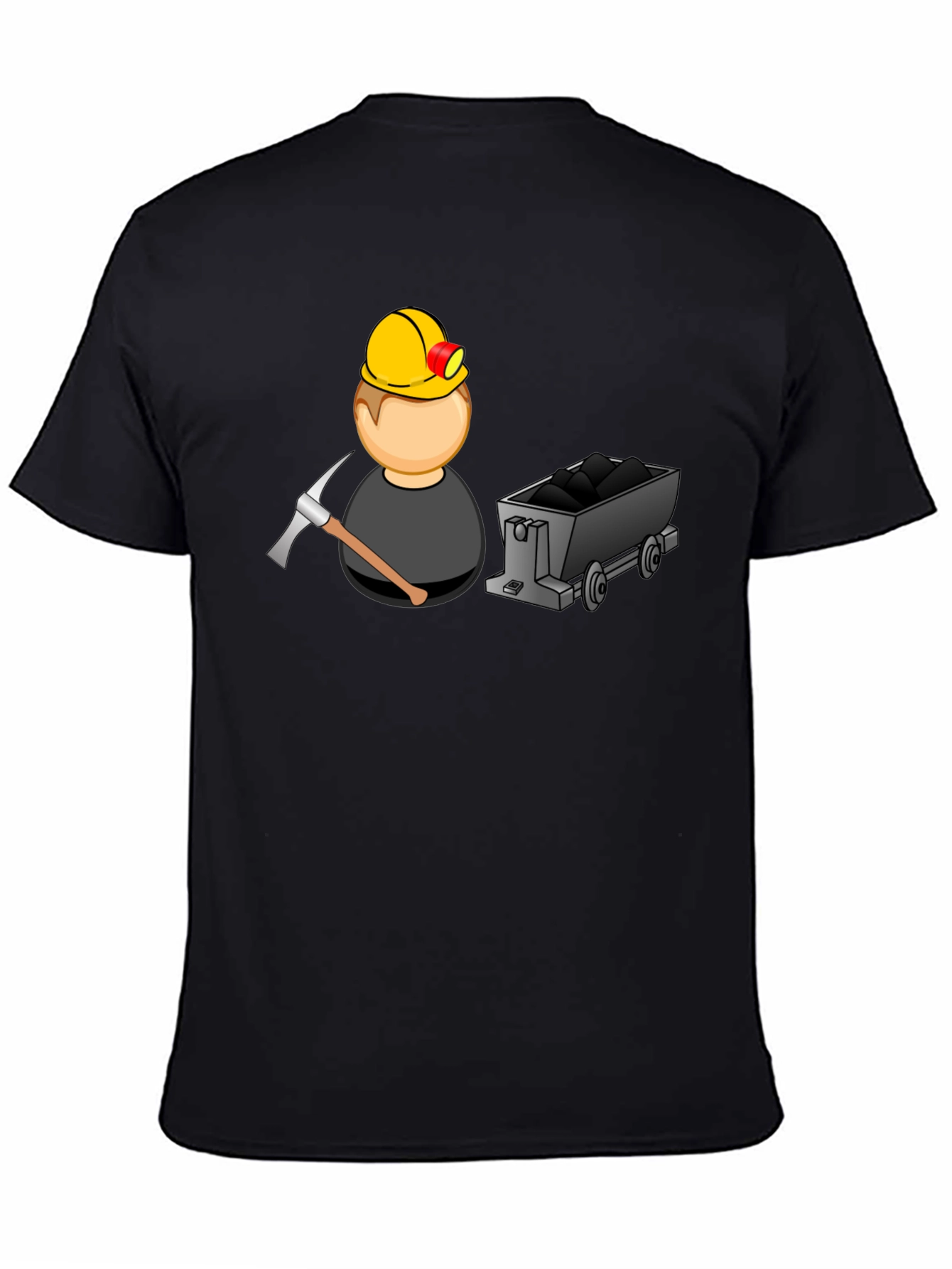Miner Cartoon Graphic Tee - Black Cotton Blend