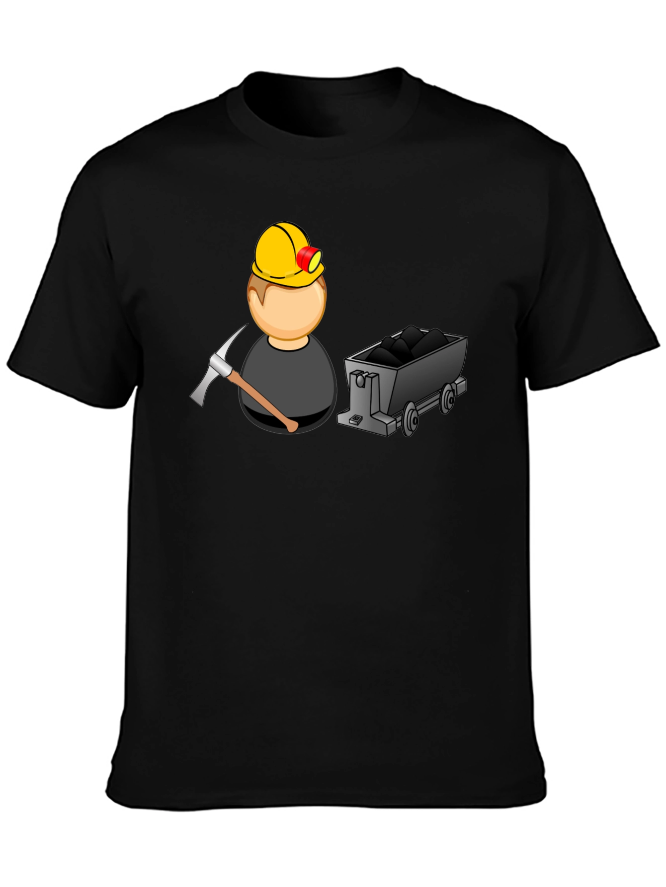Miner Cartoon Graphic Tee - Black Cotton Blend