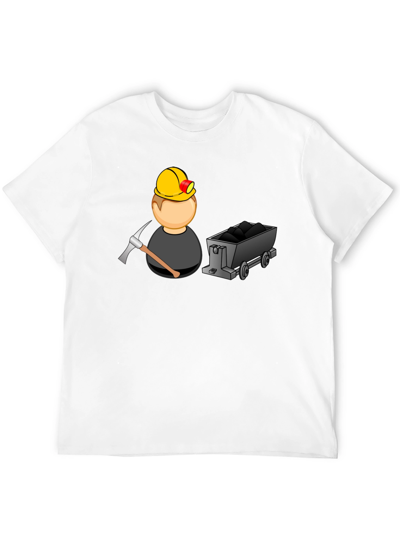 Miner Cartoon Graphic Tee - Black Cotton Blend