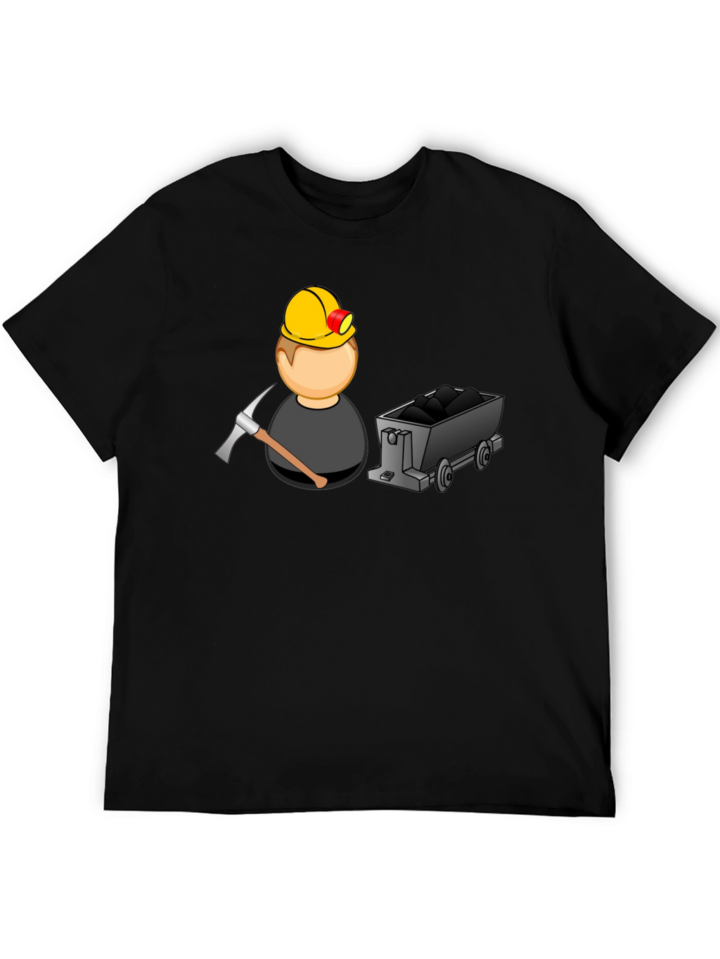 Miner Cartoon Graphic Tee - Black Cotton Blend