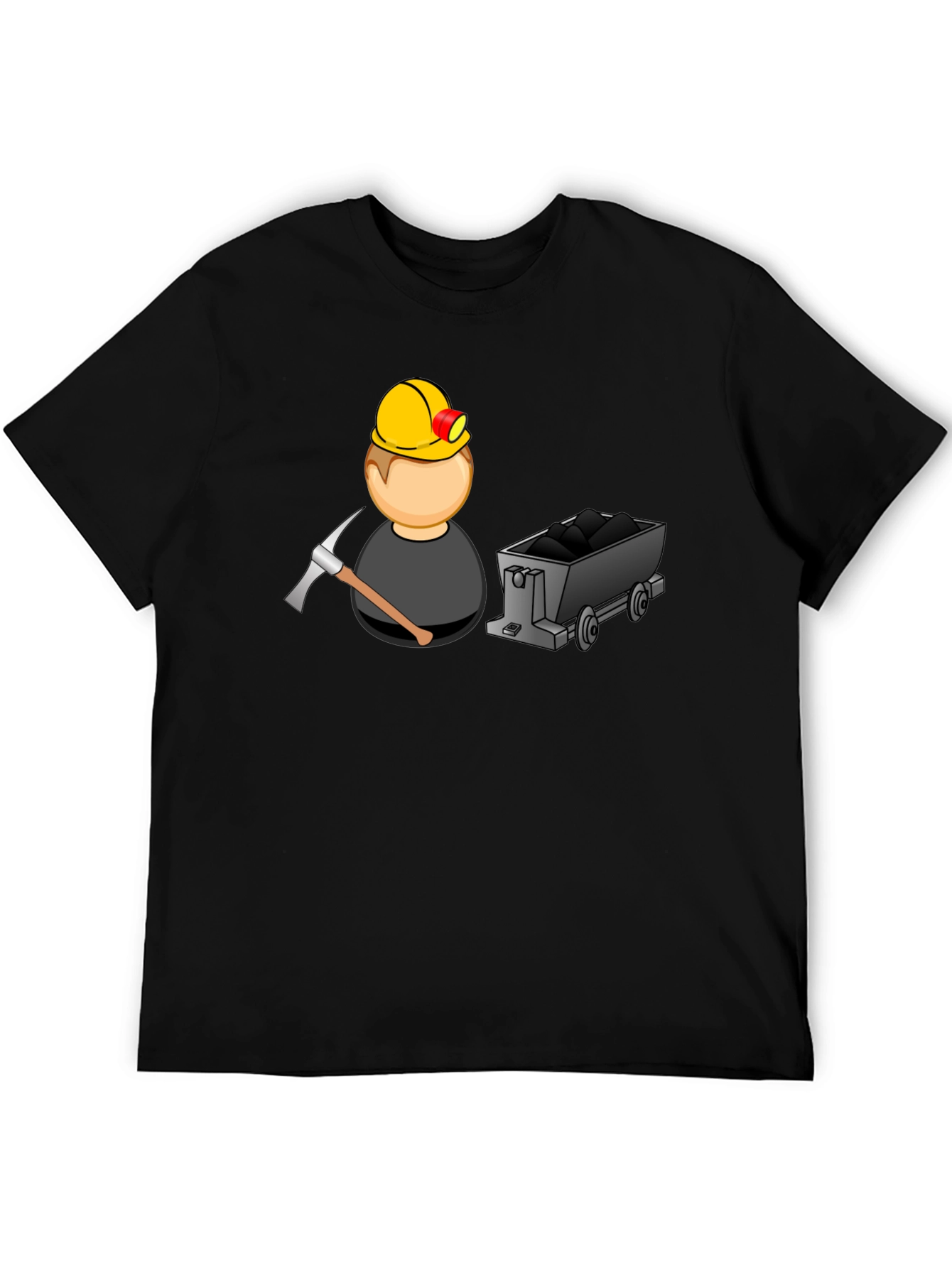 Miner Cartoon Graphic Tee - Black Cotton Blend