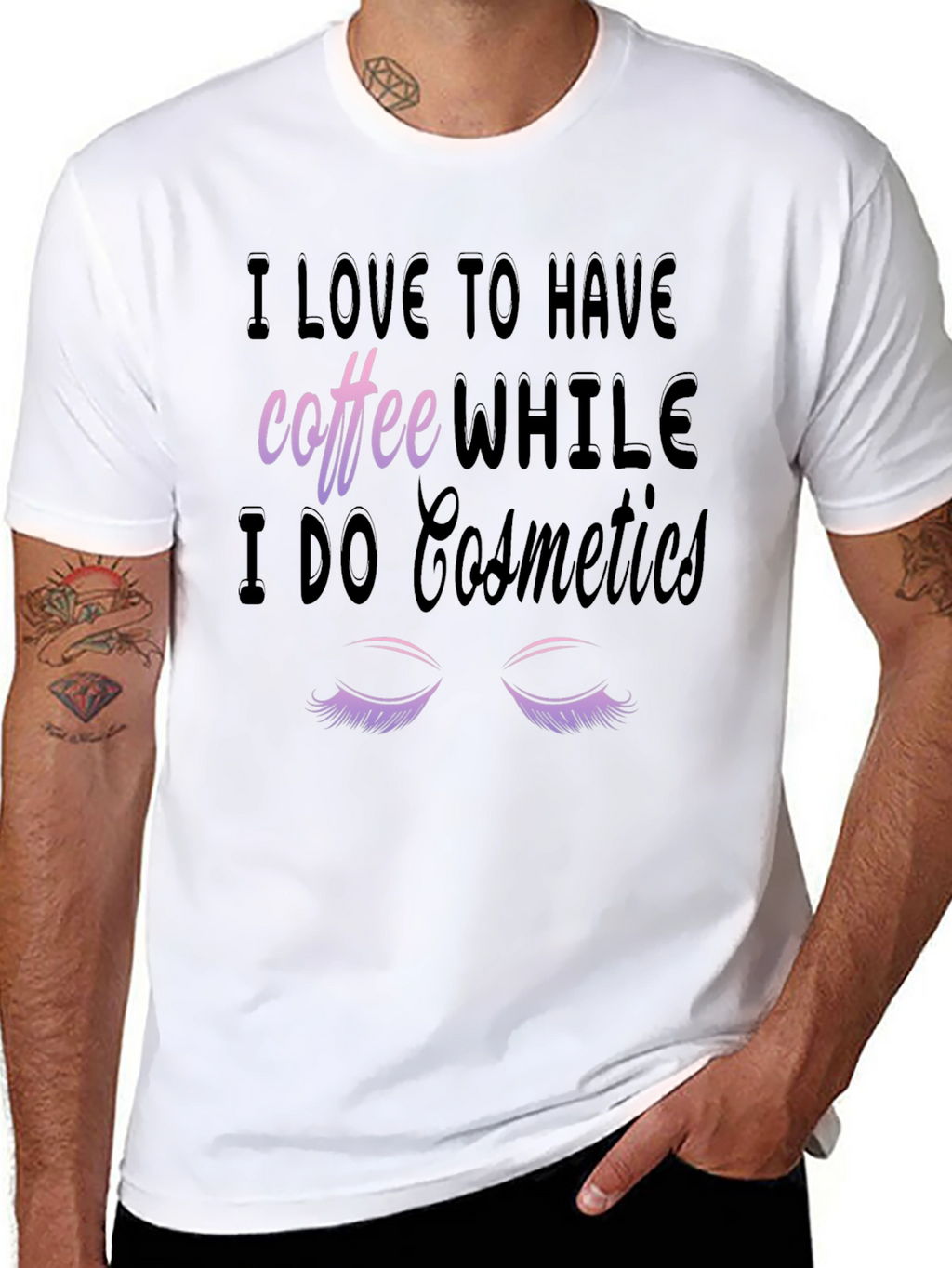 Coffee & Cosmetics Graphic Tee - Black Cotton T-Shirt