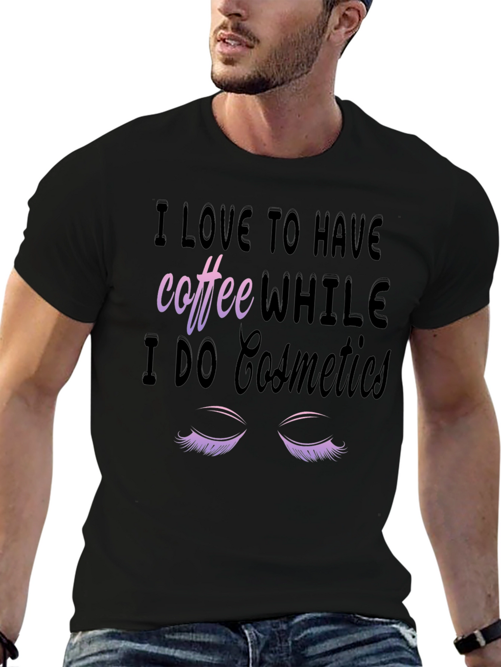 Coffee & Cosmetics Graphic Tee - Black Cotton T-Shirt
