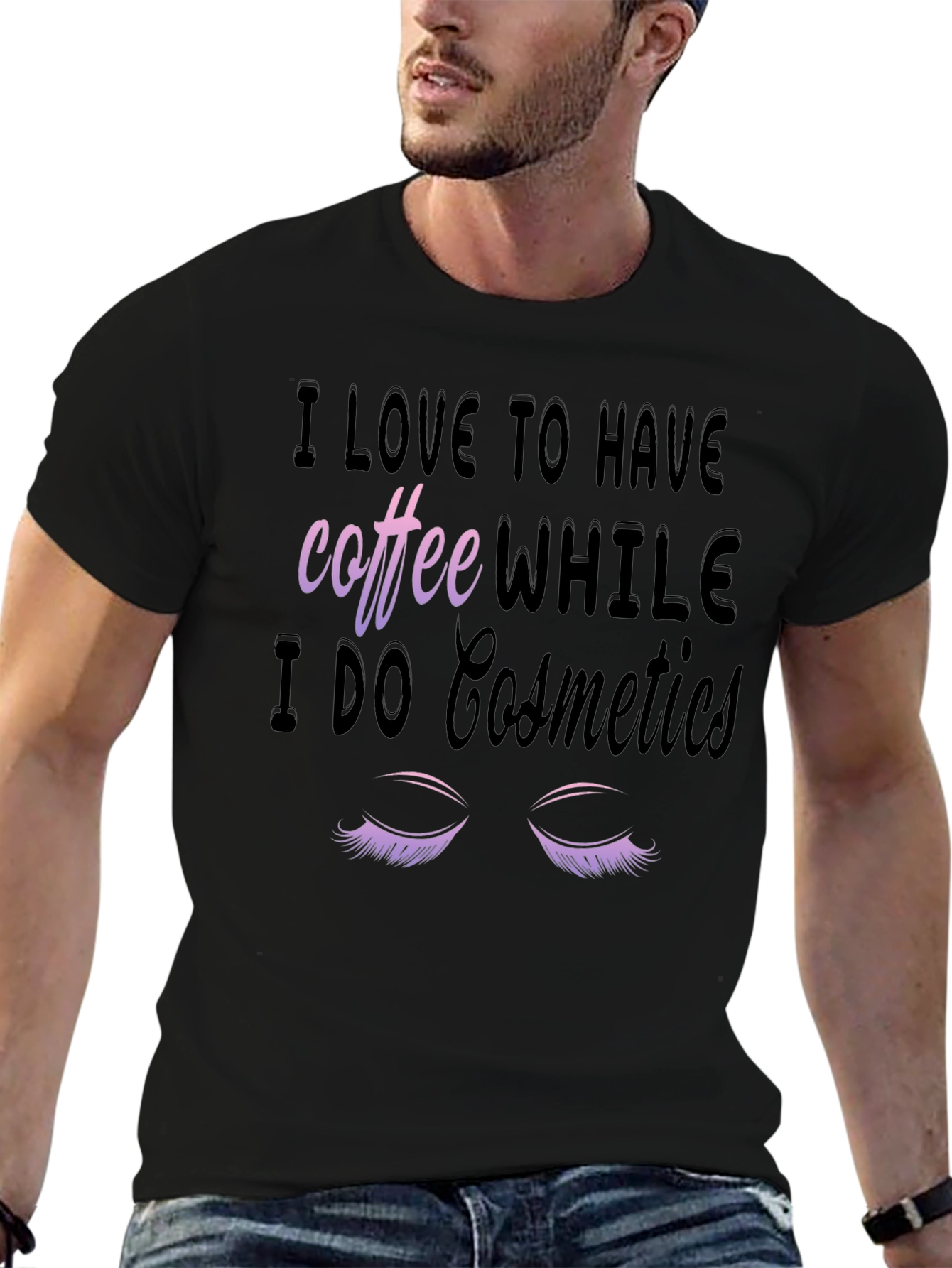 Coffee & Cosmetics Graphic Tee - Black Cotton T-Shirt