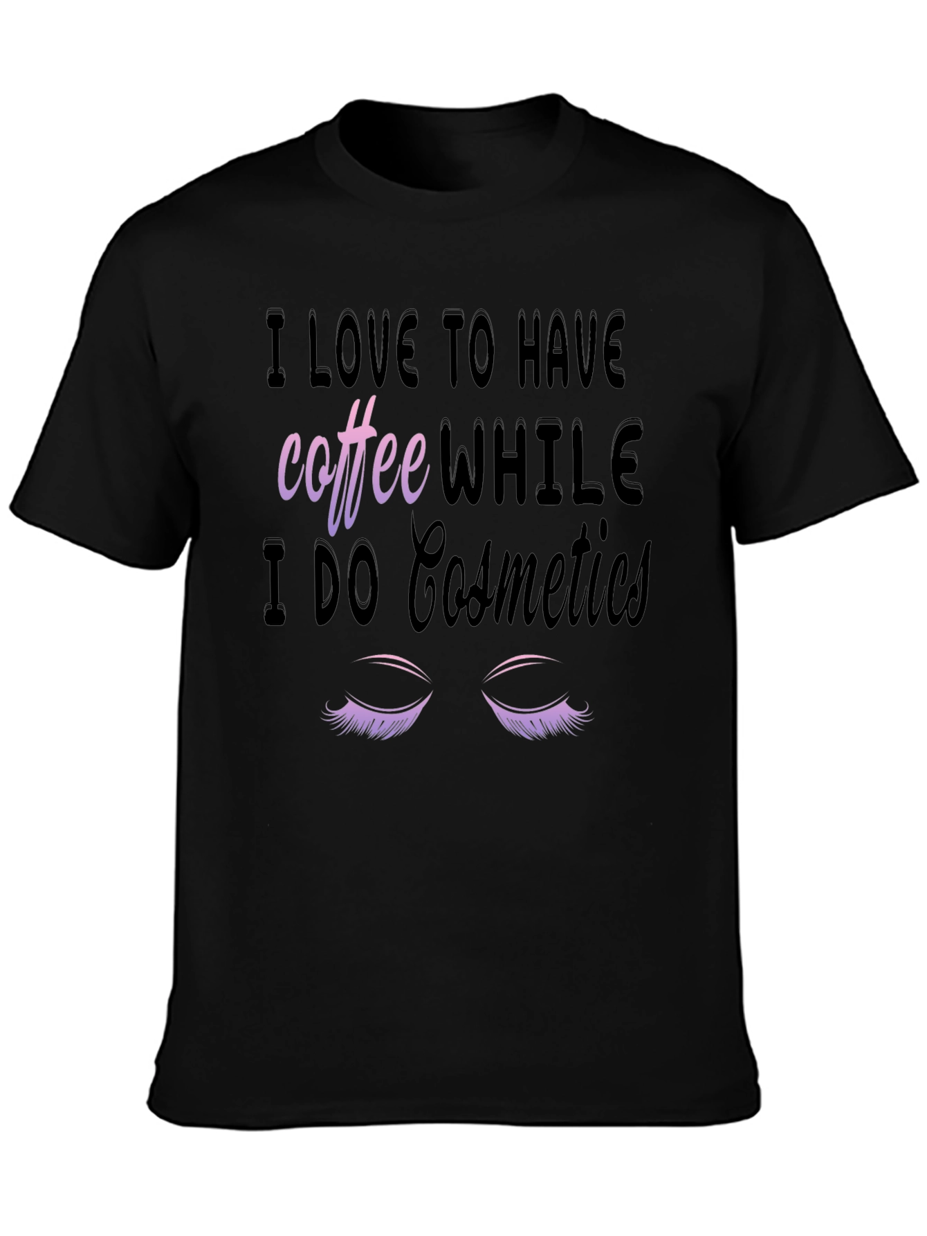 Coffee & Cosmetics Graphic Tee - Black Cotton T-Shirt