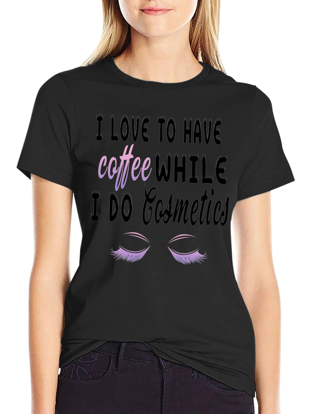 Coffee & Cosmetics Graphic Tee - Black Cotton T-Shirt