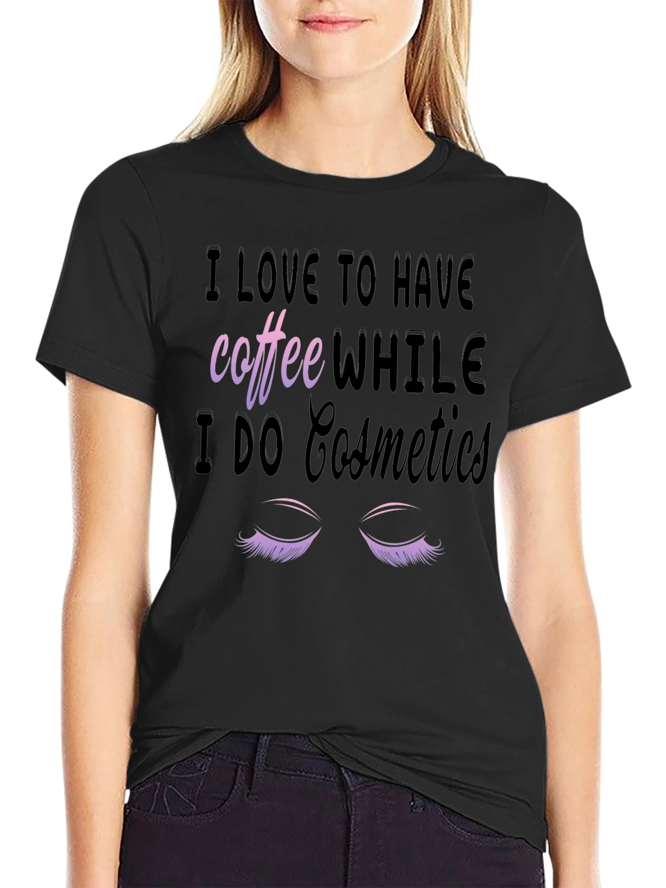 Coffee & Cosmetics Graphic Tee - Black Cotton T-Shirt