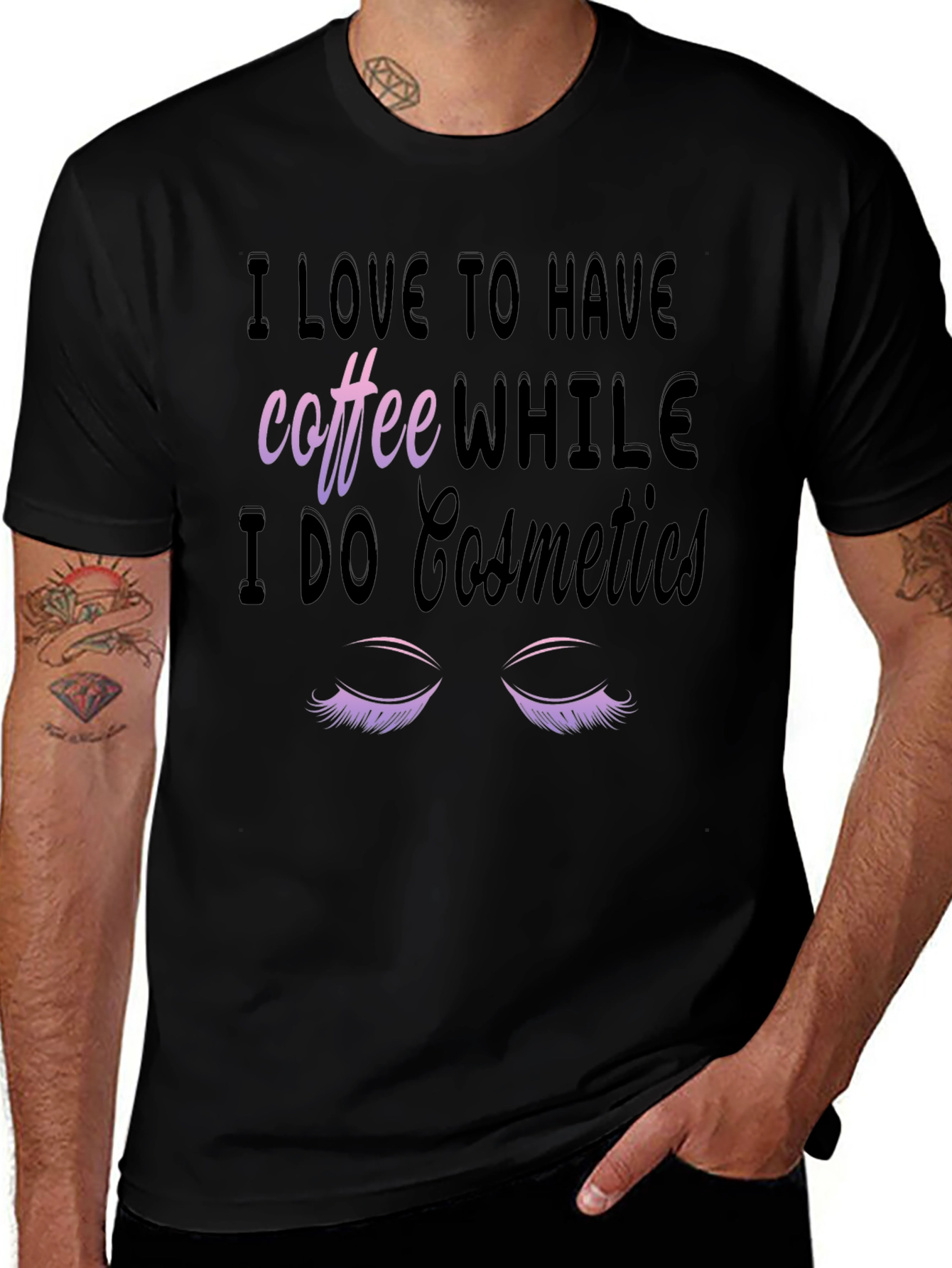 Coffee & Cosmetics Graphic Tee - Black Cotton T-Shirt
