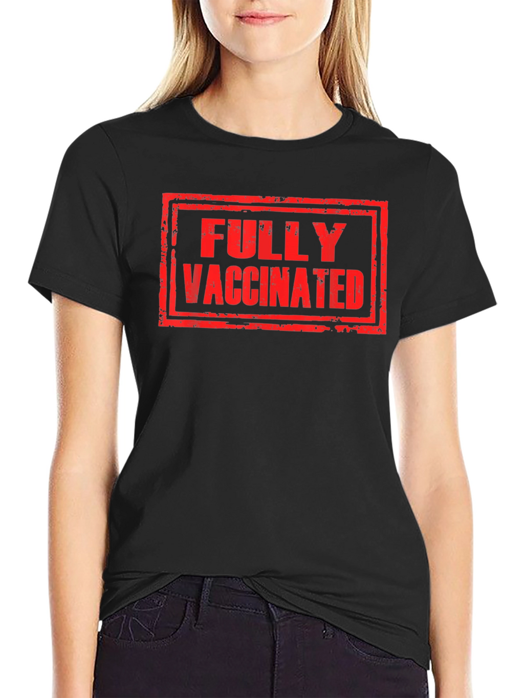Fully Vaccinated T-Shirt - Black Crew Neck Tee