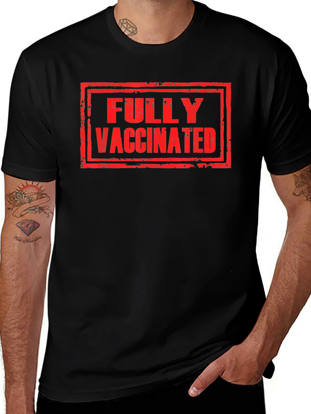Fully Vaccinated T-Shirt - Black Crew Neck Tee