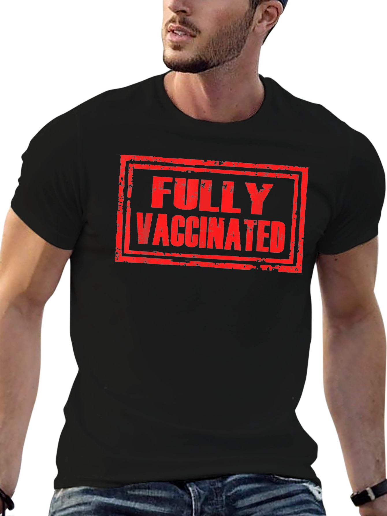 Fully Vaccinated T-Shirt - Black Crew Neck Tee