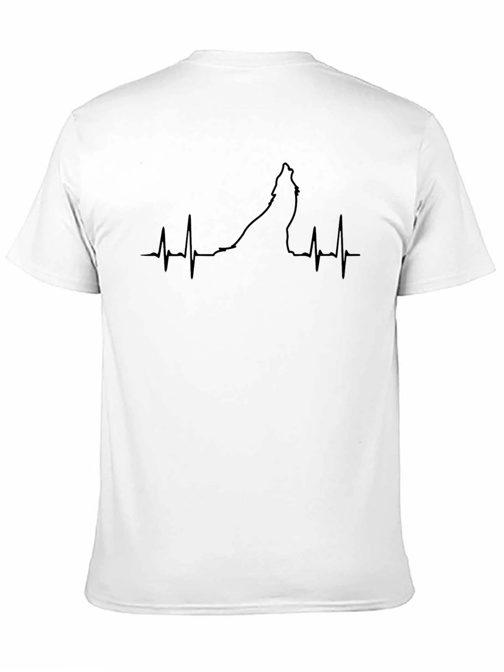 Wolf Heartbeat Graphic Tee - Black Crew Neck T-Shirt