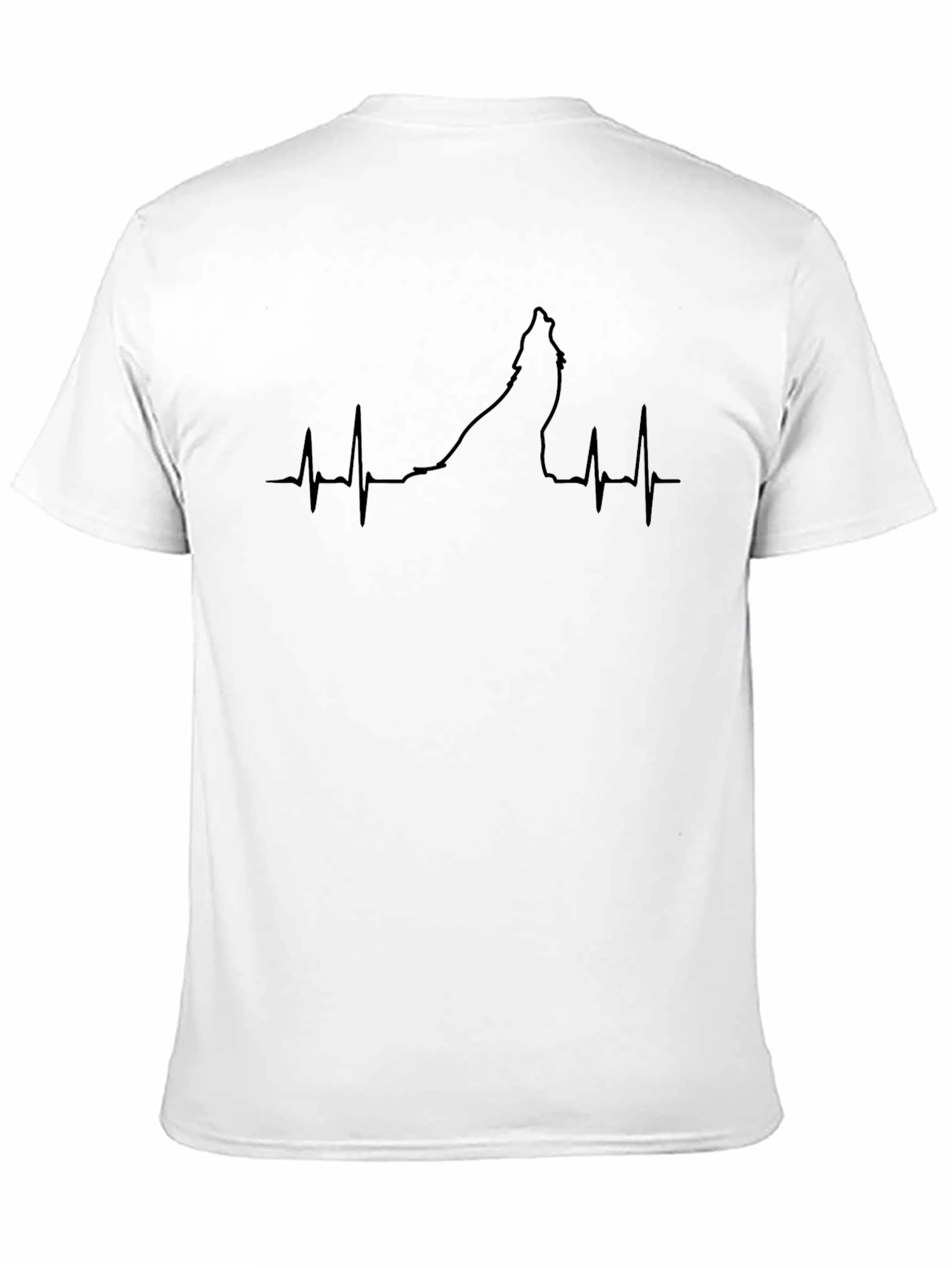 Wolf Heartbeat Graphic Tee - Black Crew Neck T-Shirt