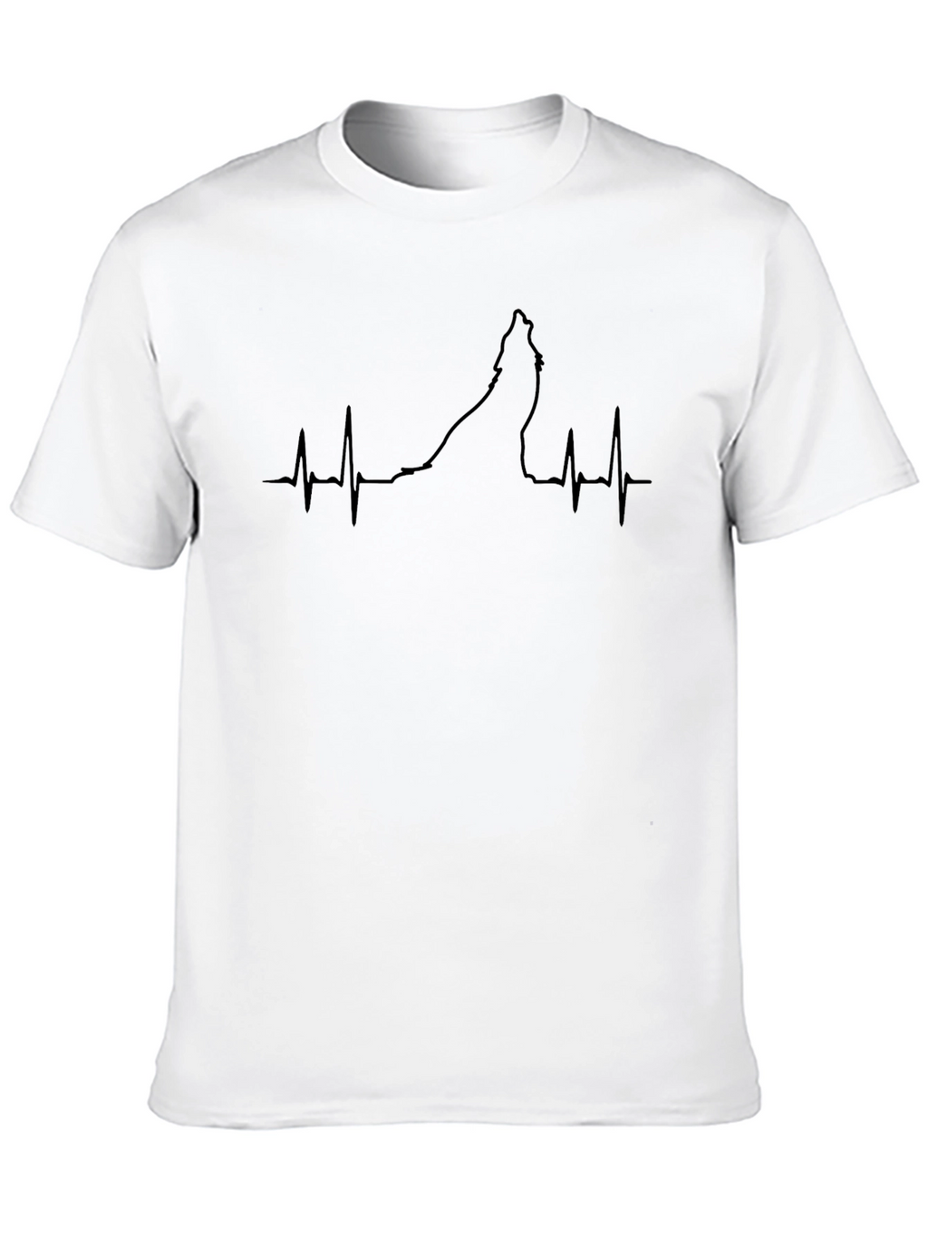 Wolf Heartbeat Graphic Tee - Black Crew Neck T-Shirt