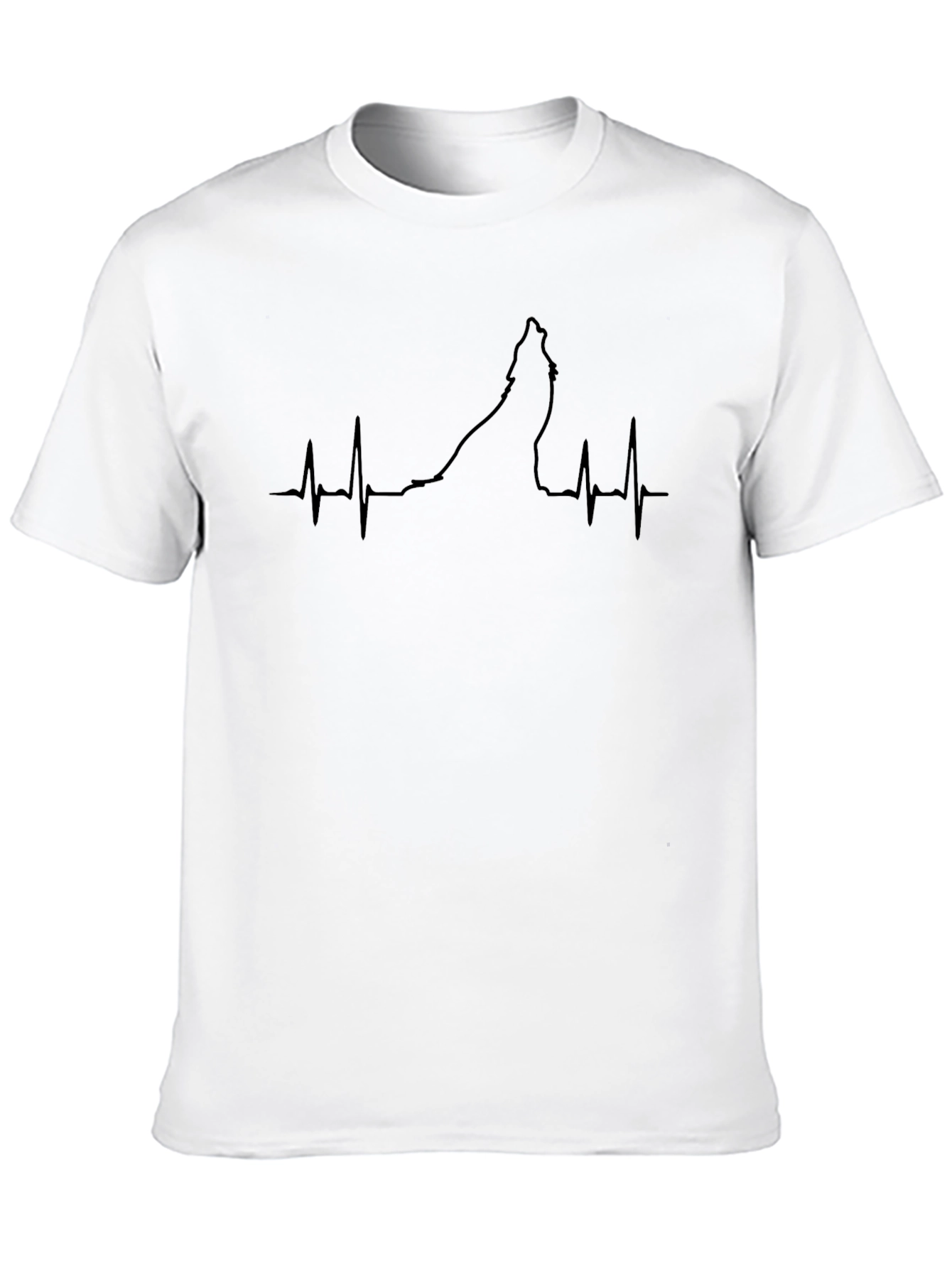Wolf Heartbeat Graphic Tee - Black Crew Neck T-Shirt