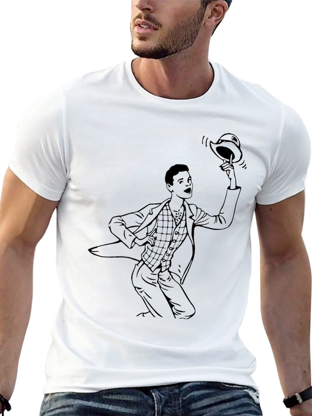 Retro Man Graphic Tee - Black