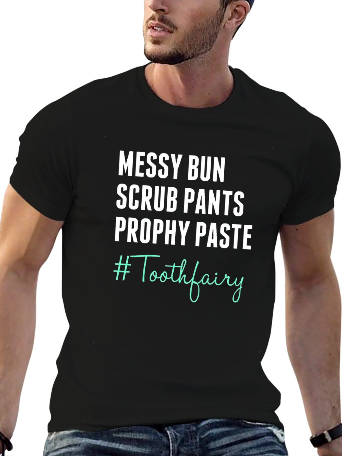 Messy Bun Scrub Pants Tooth Fairy T-Shirt