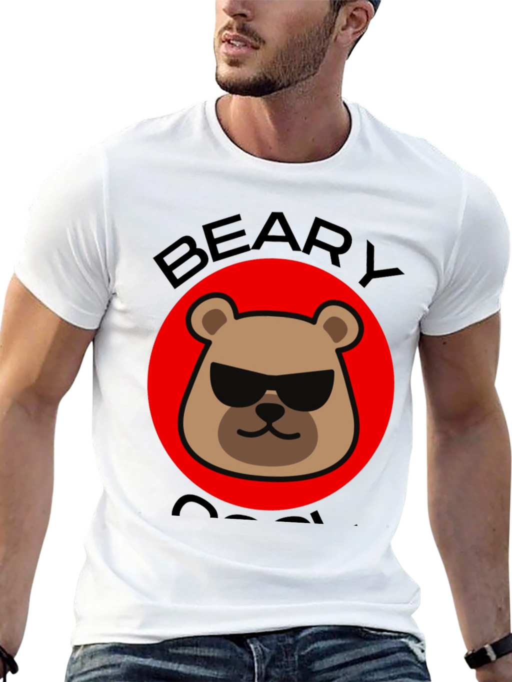 Beary Cool Graphic T-Shirt - Black Crew Neck Tee