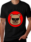Beary Cool Graphic T-Shirt - Black Crew Neck Tee