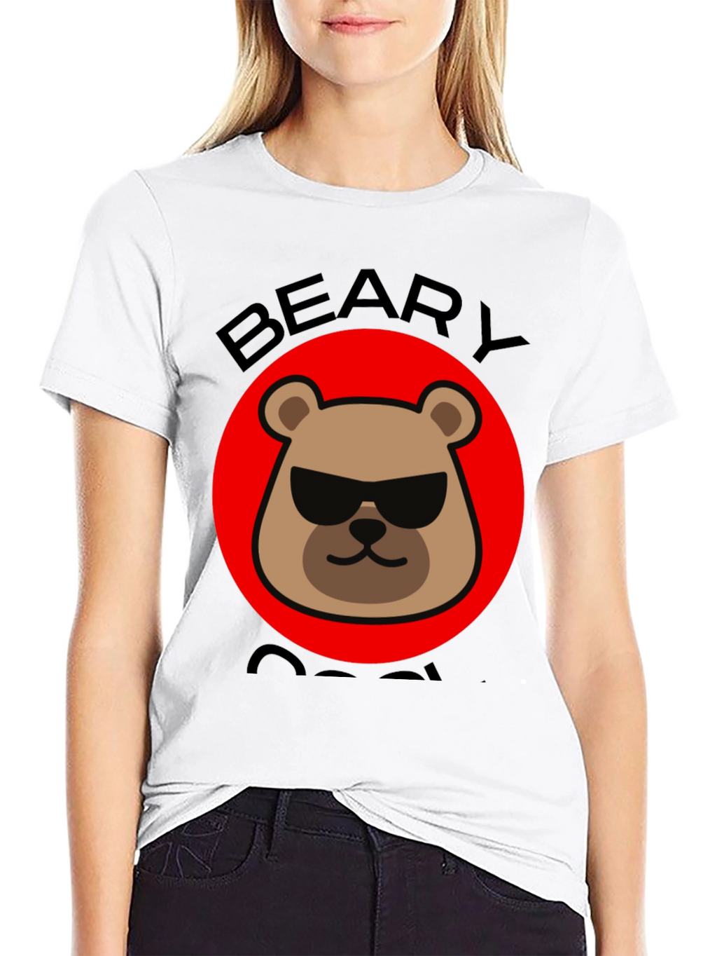 Beary Cool Graphic T-Shirt - Black Crew Neck Tee