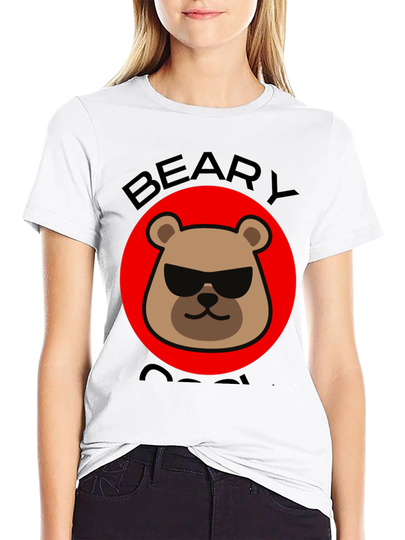 Beary Cool Graphic T-Shirt - Black Crew Neck Tee
