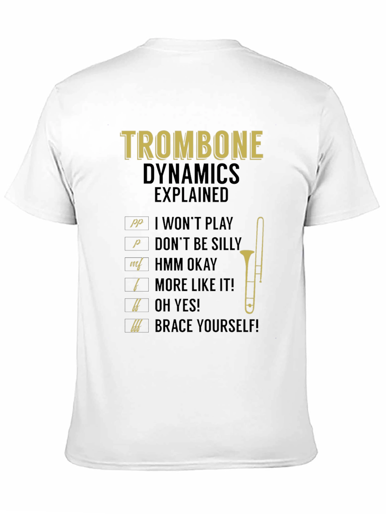 Trombone Dynamics Explained Black T-Shirt