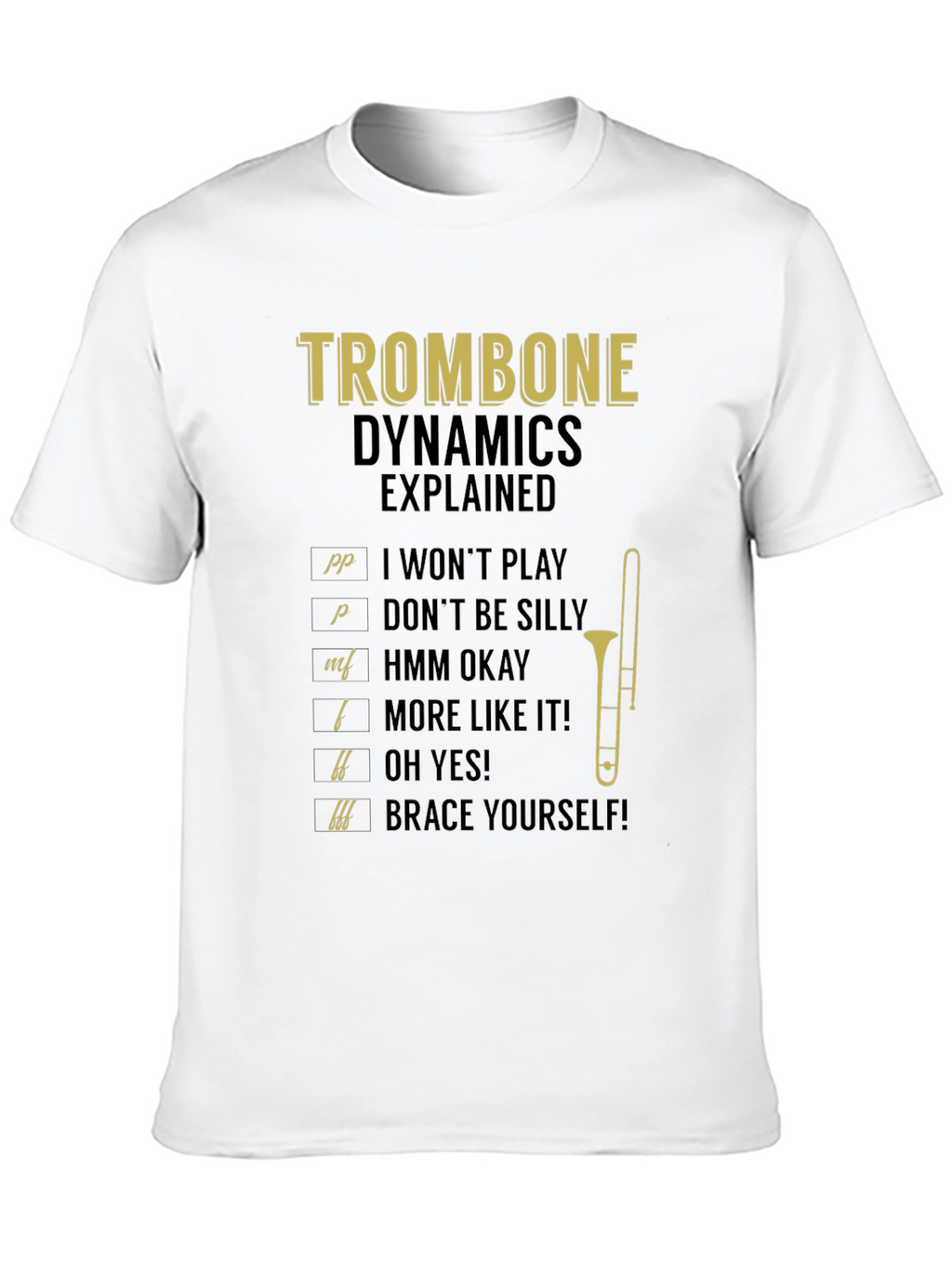 Trombone Dynamics Explained Black T-Shirt