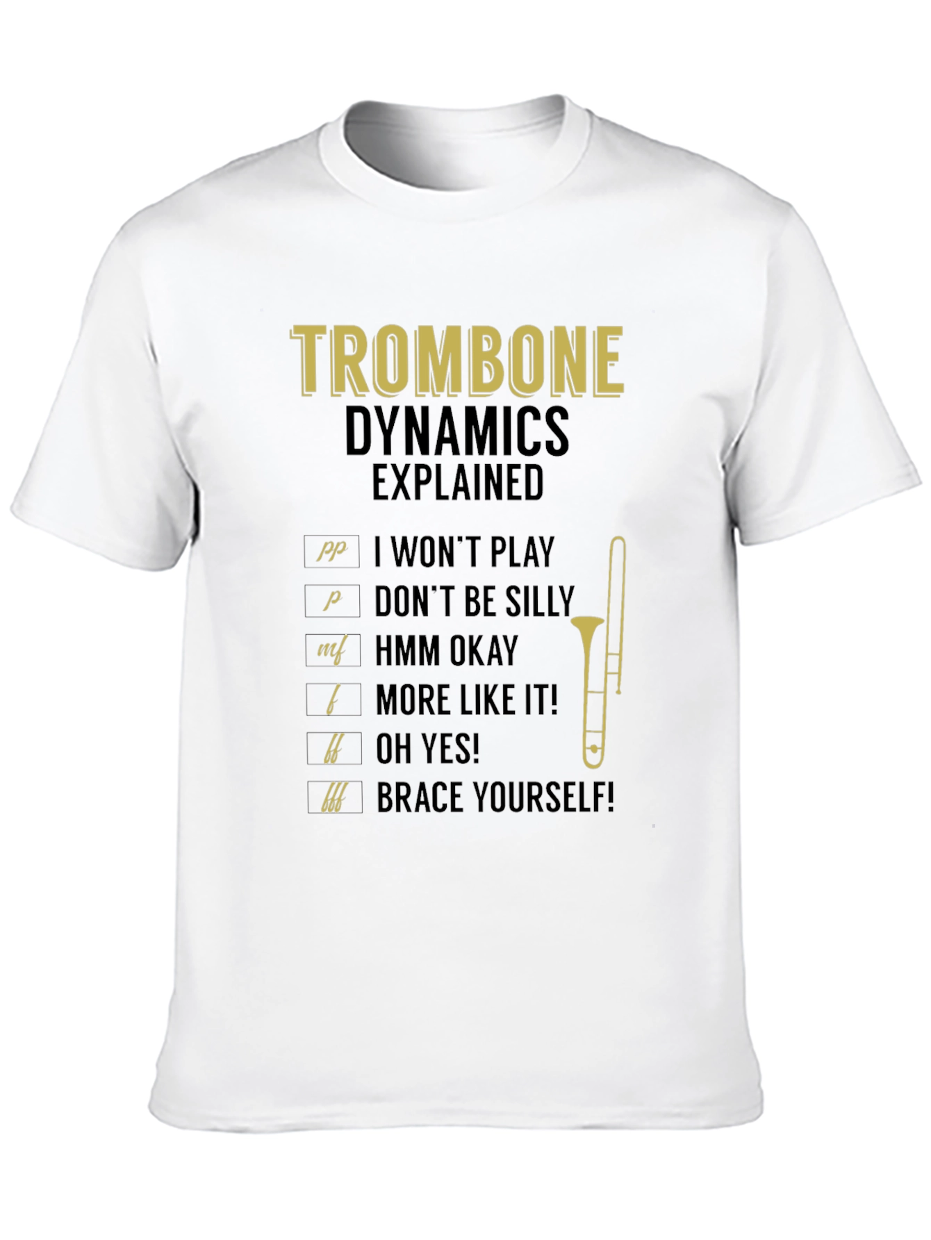 Trombone Dynamics Explained Black T-Shirt