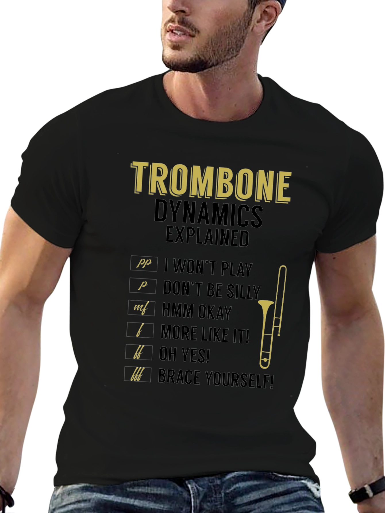Trombone Dynamics Explained Black T-Shirt