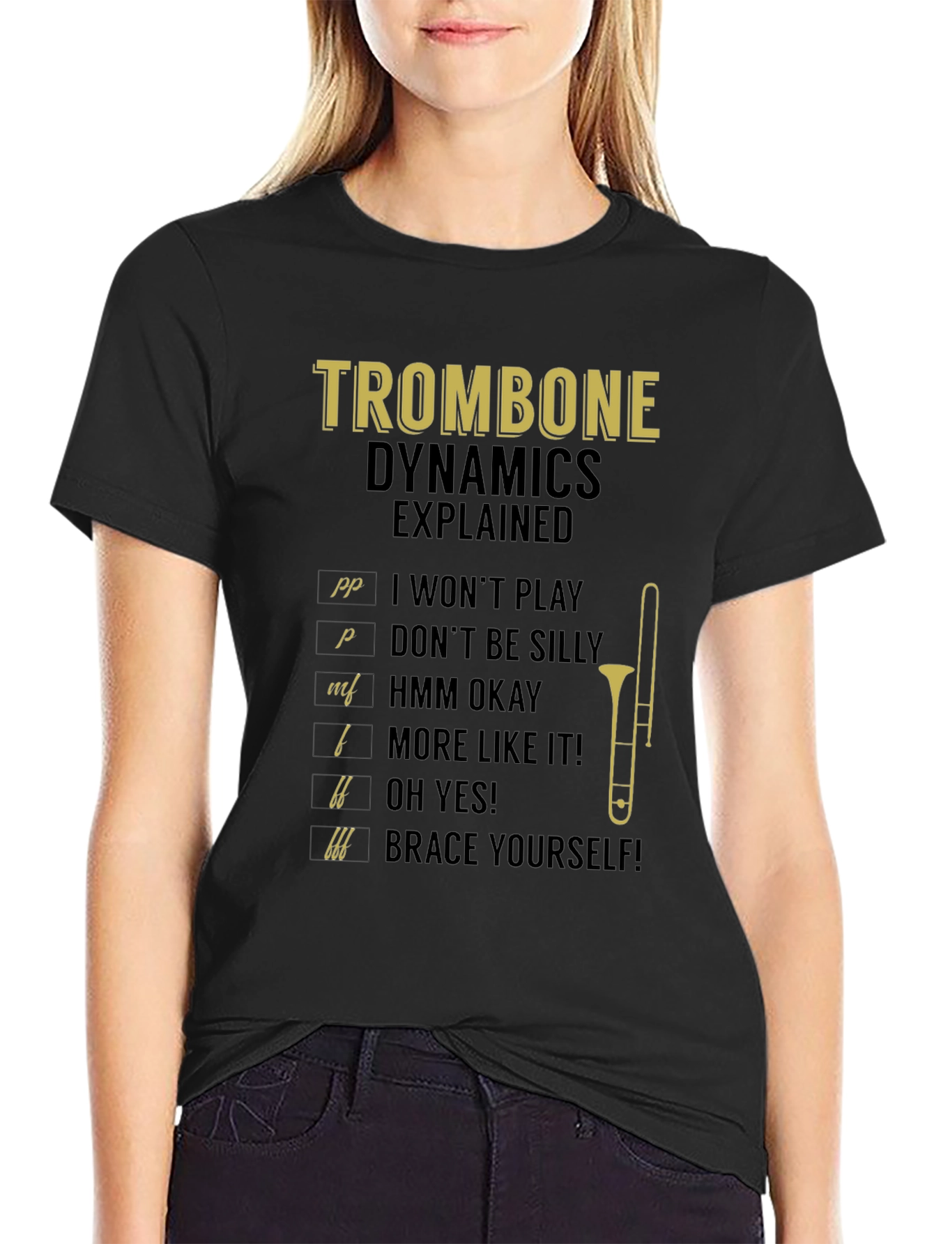 Trombone Dynamics Explained Black T-Shirt