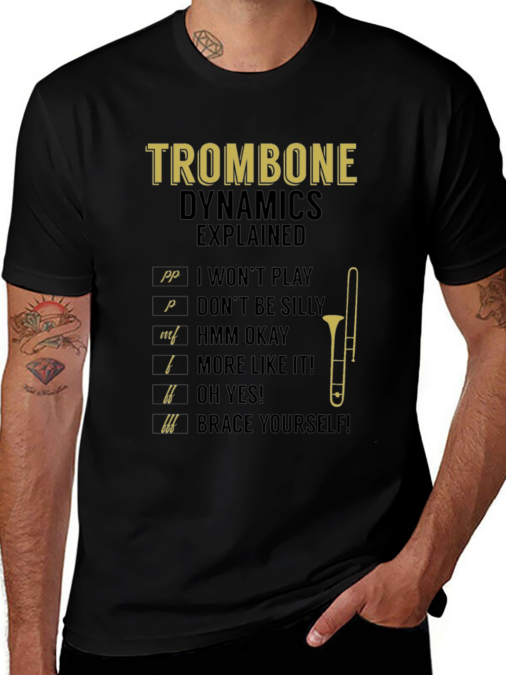 Trombone Dynamics Explained Black T-Shirt