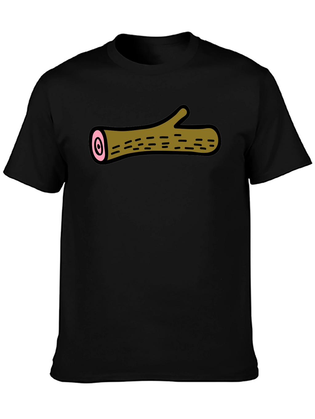 Funny Log Graphic Tee - Black Cotton T-Shirt