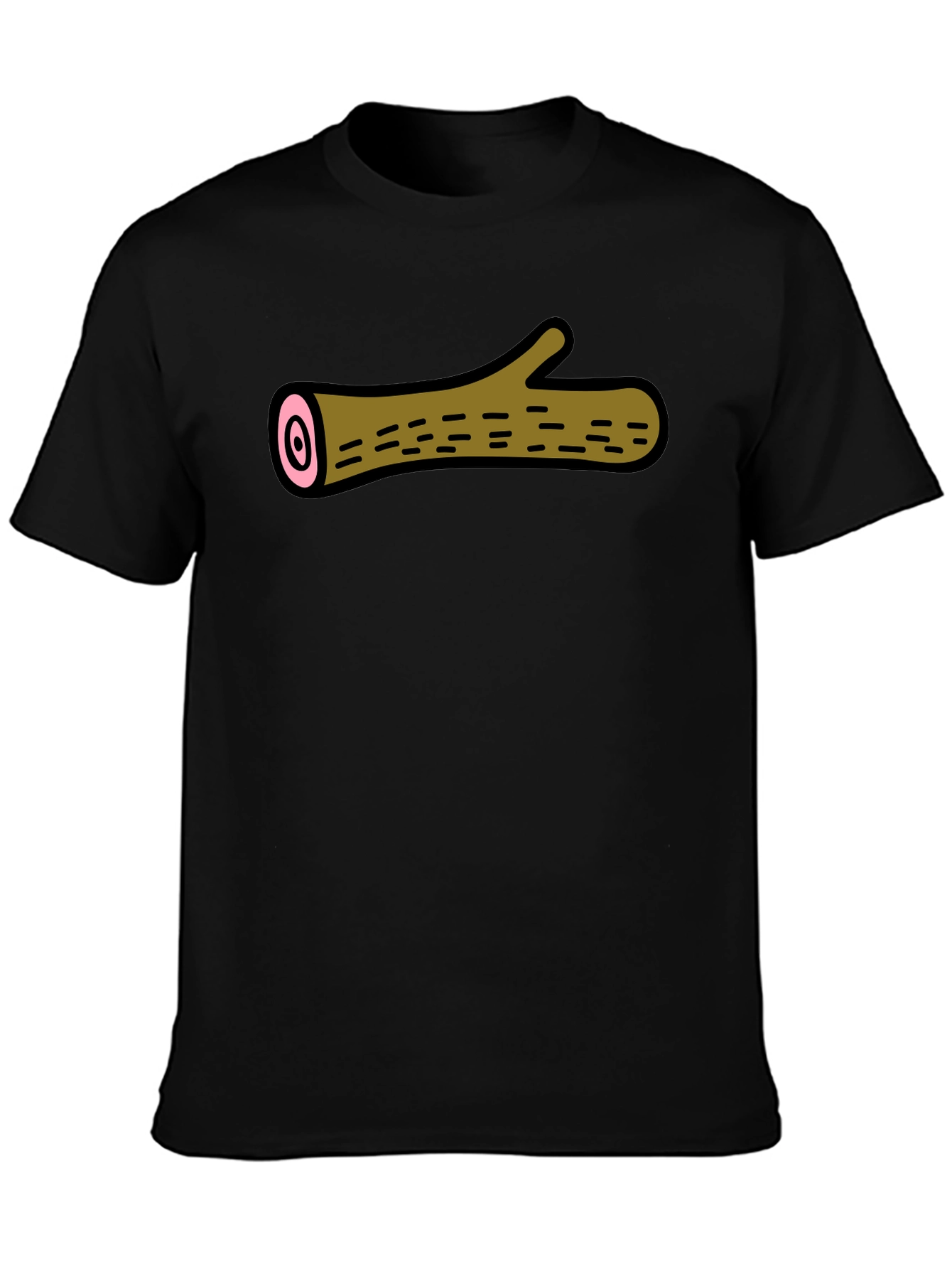 Funny Log Graphic Tee - Black Cotton T-Shirt