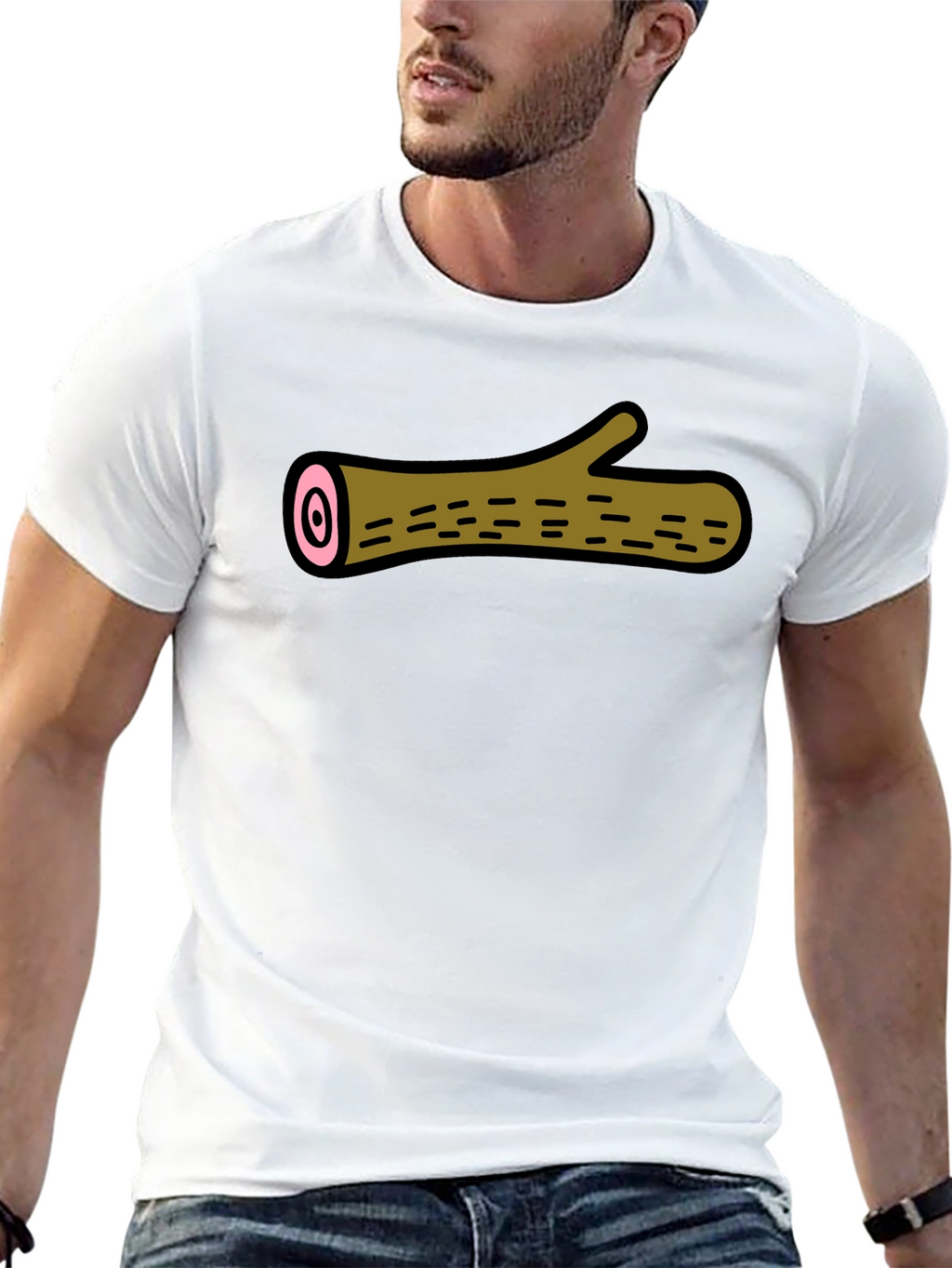 Funny Log Graphic Tee - Black Cotton T-Shirt