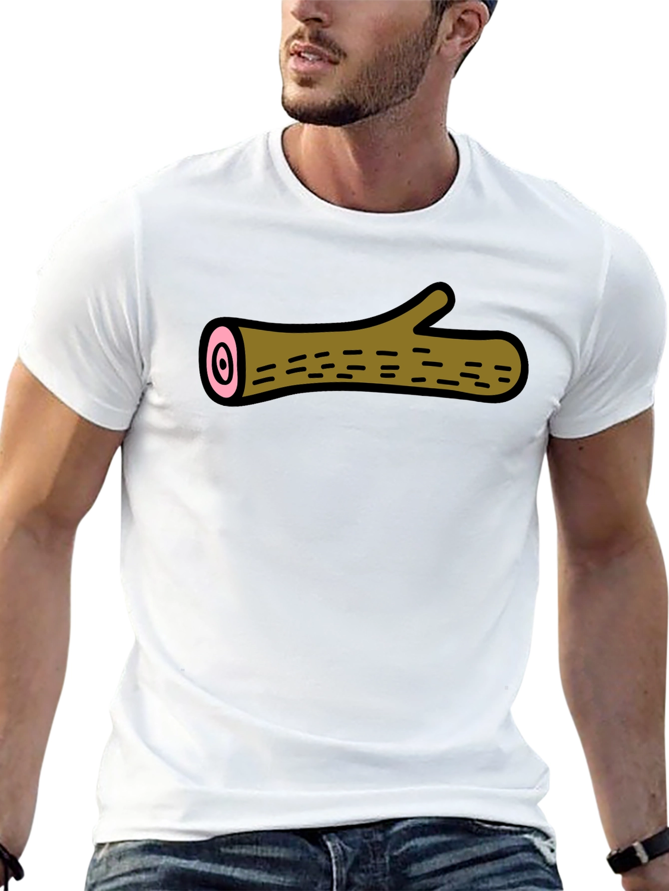 Funny Log Graphic Tee - Black Cotton T-Shirt
