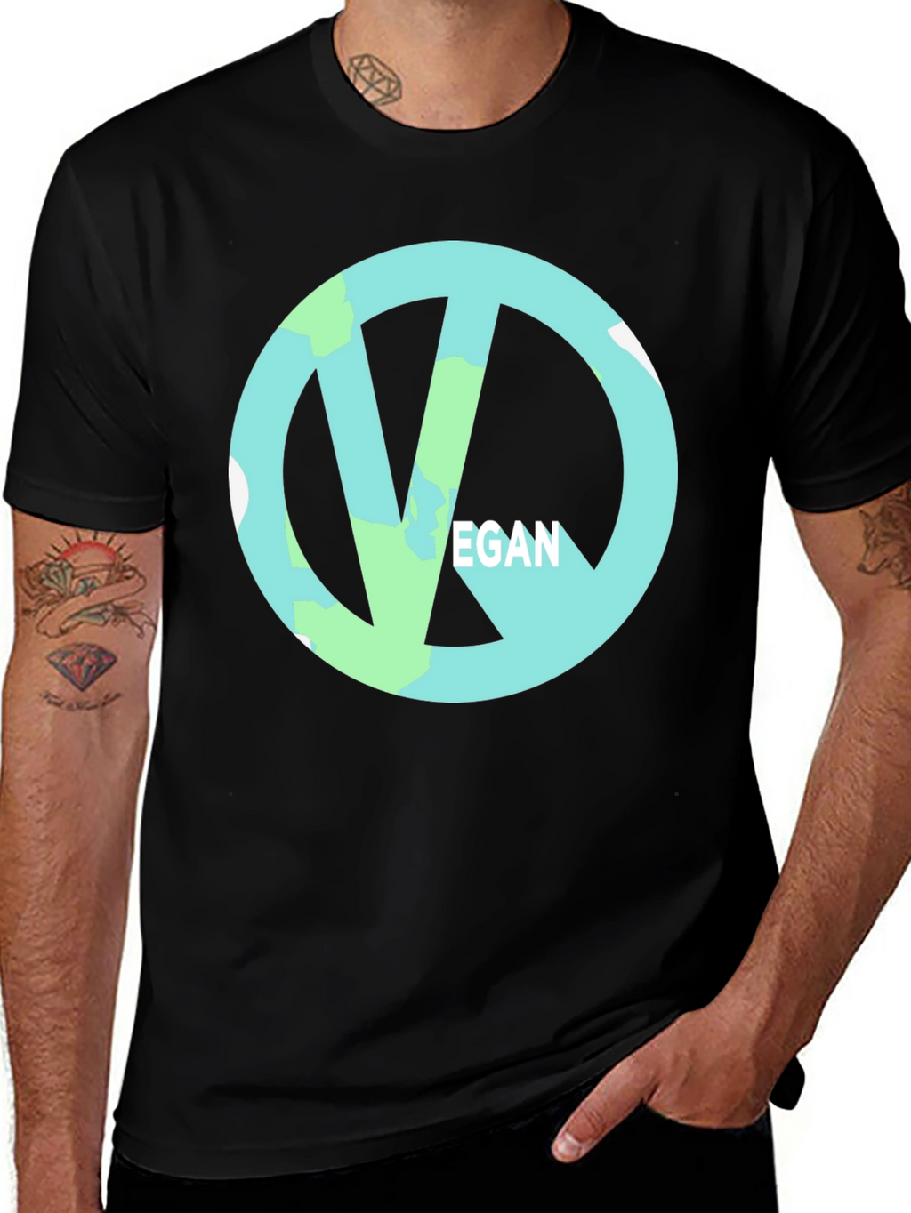 Vegan Symbol Black Tee - Ethical & Stylish
